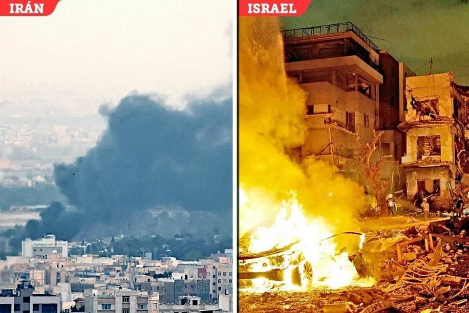 En una nueva jornada de violencia, Israel bombardeó ayer a Teherán (izq.) e Irán atacó a Tel Aviv (der.) y Haifa.