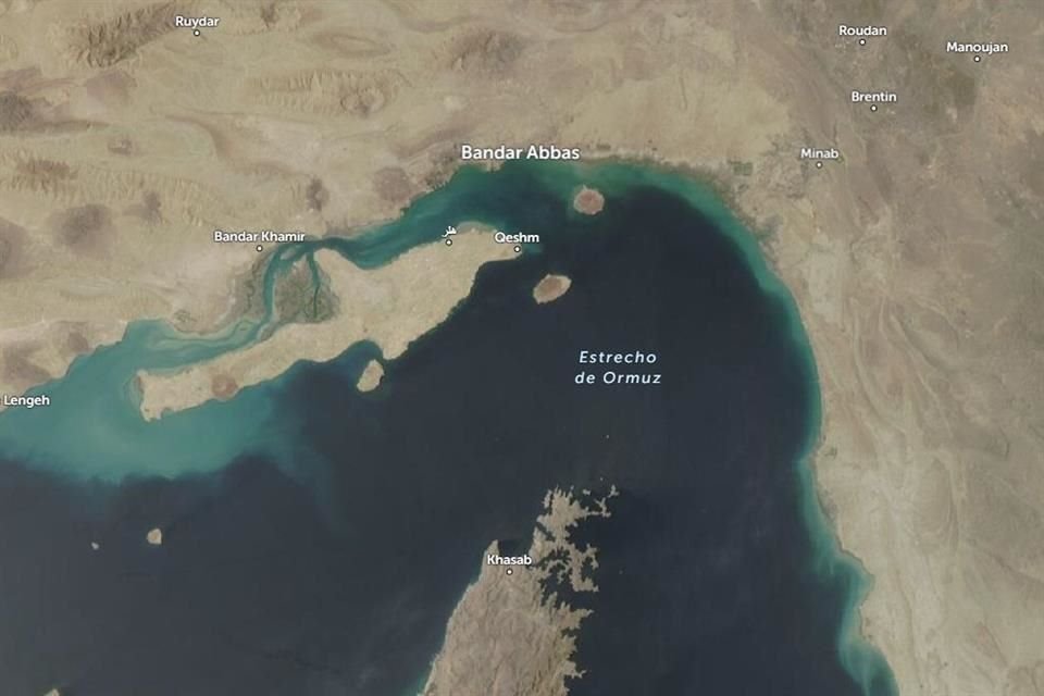 Mapa satelital del Estrecho de Ormuz.