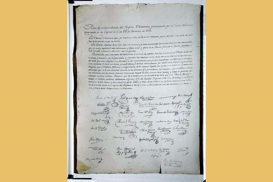 জাতীয় যাদুঘর জাতীয়তা রক্ষা করে এমন নথিগুলির মধ্যে এবং তারপরে 1821 সালে স্বাক্ষরিত একটি মেক্সিকান, স্বাক্ষরিত কিংডমকে প্রত্যাখ্যান করা।