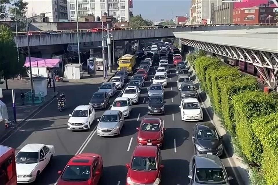 La afectación vial en Tlalpan por la movilización de los maestros.