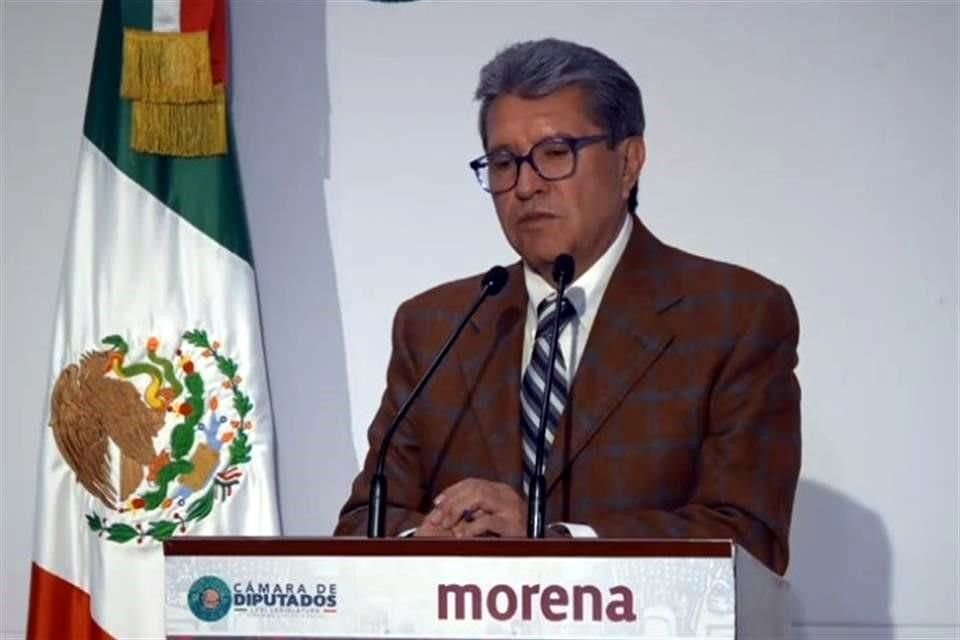 El coordinador morenista Ricardo Monreal en conferencia de prensa.