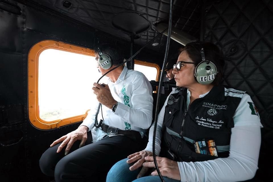 El Gobernador Américo Villarreal y la Coordinadora Nacional de Protección Civil, Laura Velásquez, realizaron un sobrevuelo por las zonas afectadas.