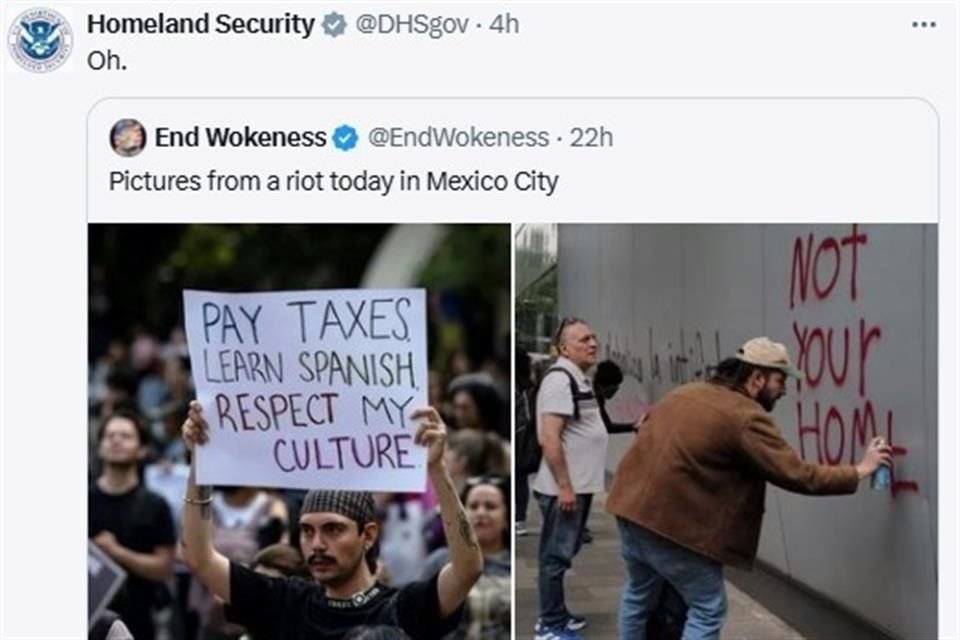 This is how the U.S. Department of Homeland Security reacted to the protests in Mexico City against foreigners.