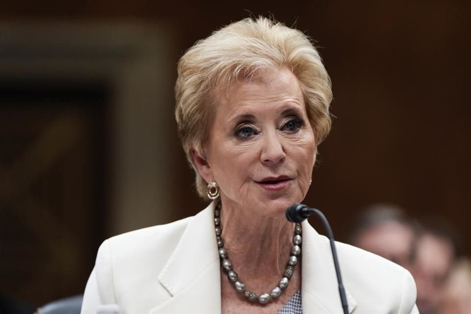 La Secretaria de Educación estadounidense Linda McMahon durante una audiencia el 3 de junio del 2025, en Washington.