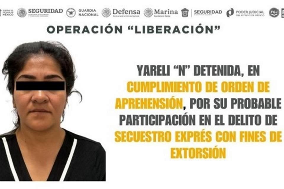 La investigada es causada de secuestrar a un comerciante en Ixtapan de la Sal con la intención de extorsionarlo.