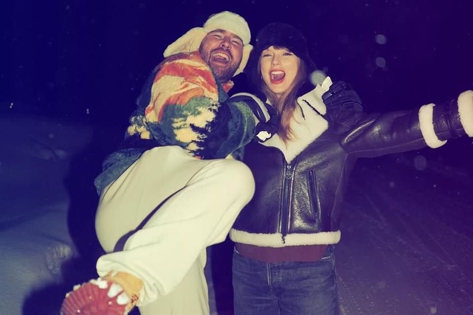 El carrusel incluye una sesión de patinaje sobre hielo, con Taylor haciendo muecas divertidas.