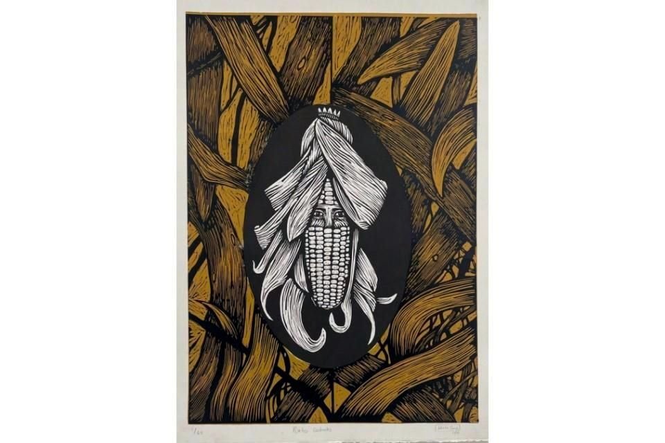 El proyecto 'Maizal gráfico' surgió del Taller de Gráfica del Complejo Cultural Los Pinos. En la imagen la obra 'Puntos cardinales', de Julieta Caneo.