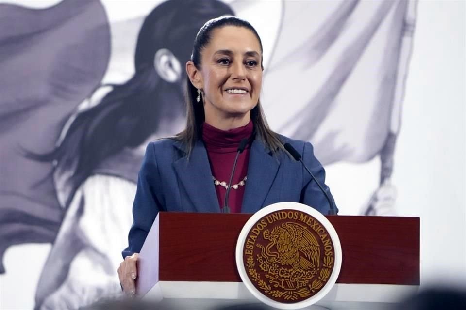 Sheinbaum en su conferencia de prensa en Palacio Nacional de este miércoles.