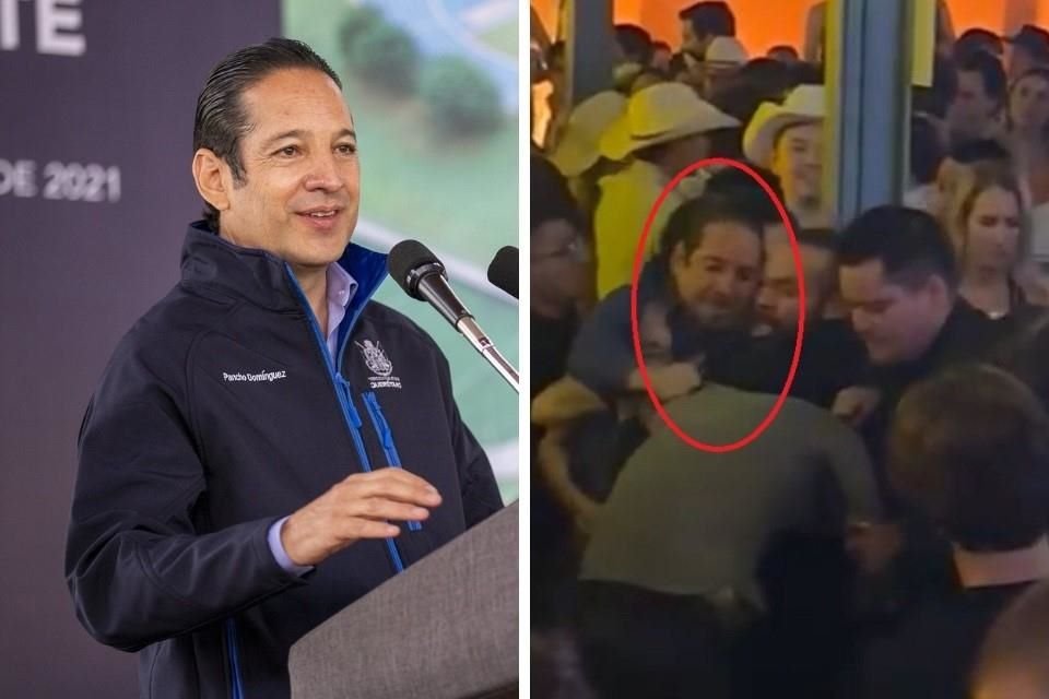 El ex Gobernador panista de Querétaro Francisco Domínguez Servién fue exhibido durante una pelea en un bar del estado.