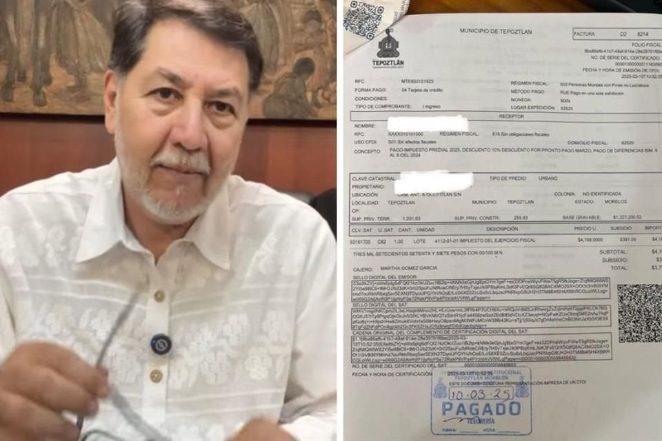 Noroña exhibió supuesto recibo de predial de su casa de Tepoztlán