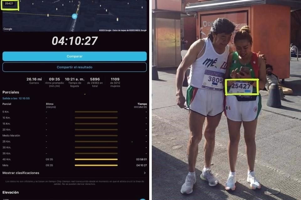 Según la app, el número 25427 a nombre de Leticia Montiel no tuvo registros anteriores, sólo los del último tramo.