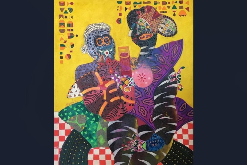 Un ejemplo de sus trazos, siempre de vibrante color: 'Hombre y mujer', óleo sobre tela de 1972.