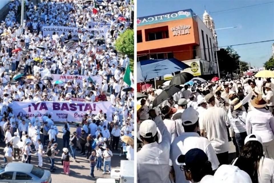 Miles de ciudadanos marcharon con vestimenta blanca y realizaron gritos en Culiacán, Sinaloa, para exigir paz.