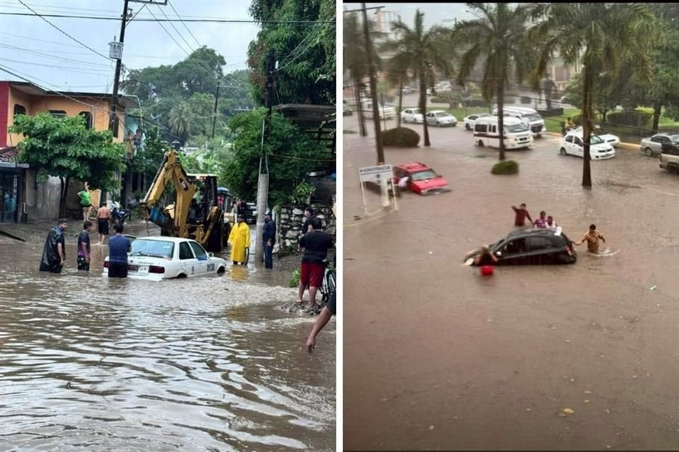 Aspectos de las inundaciones en el centro de Zihuatanejo.