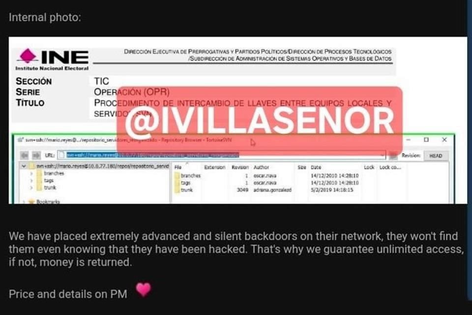 El INE enfrenta una posible vulneración de seguridad, ya que sus servidores internos habrían sido atacados por el grupo hacker 'Sc0rp10n'.