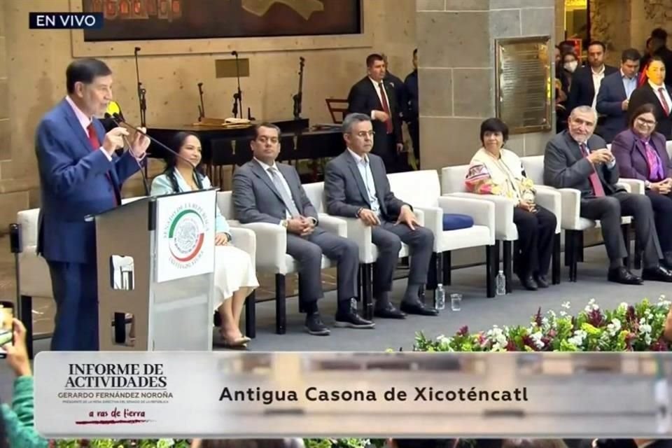 Fernández Noroña en su informe de actividades como Presidente de la Cámara alta.