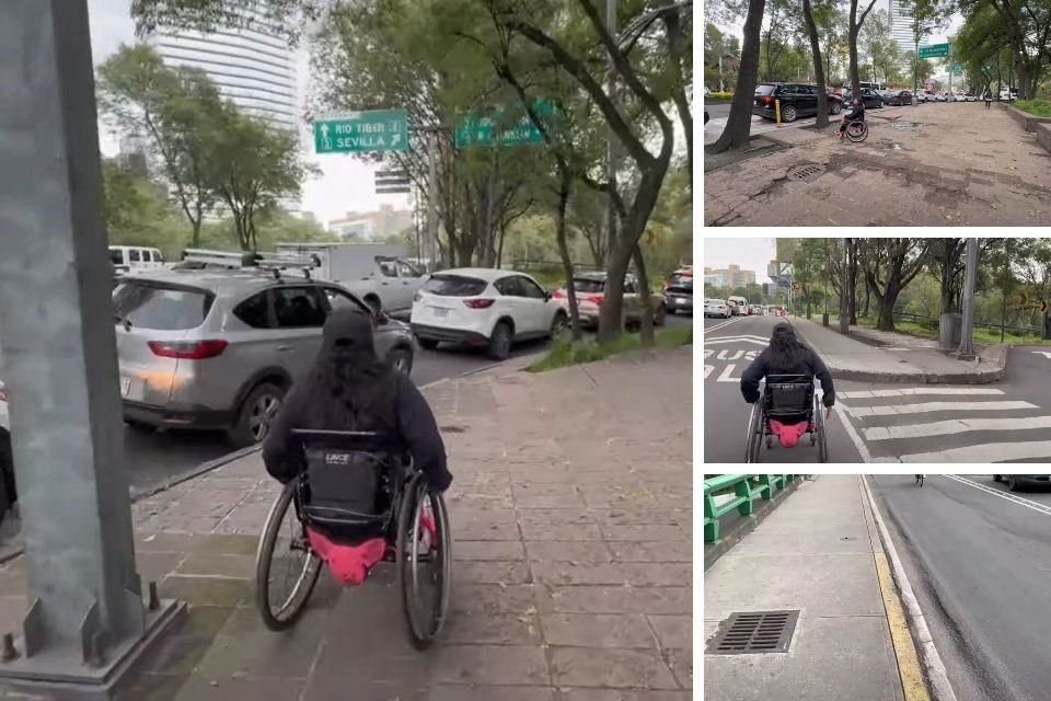 Un video representó el recorrido de Guevara, quien buscaba cruzar la salida a Circuito Interior, donde no existe ninguna rampa.