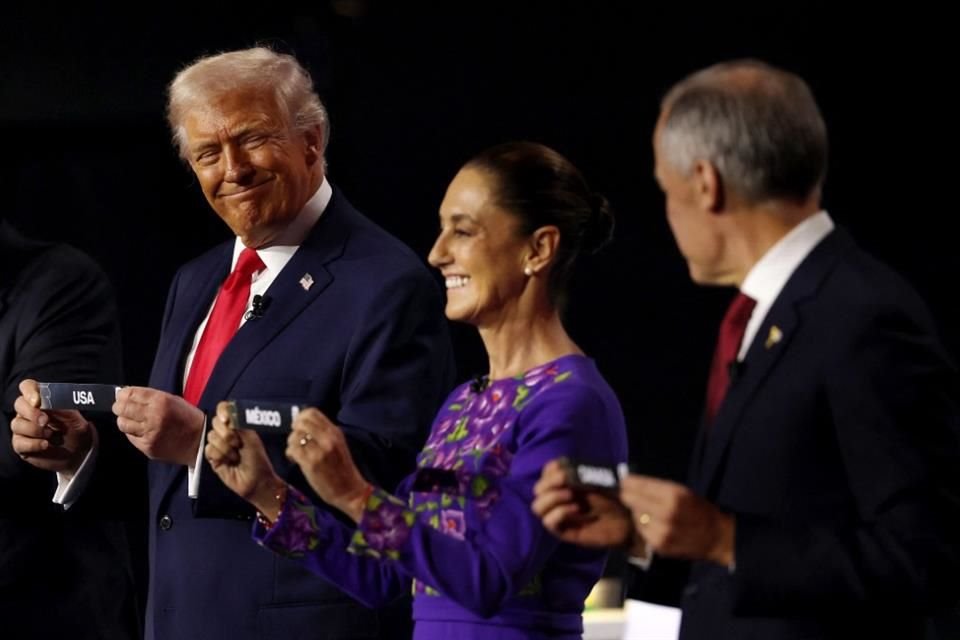 El Presidente de EU, Donald Trump; la Mandataria de México, Claudia Sheinbaum, y el Primer Ministro de Canadá, Mark Carney.