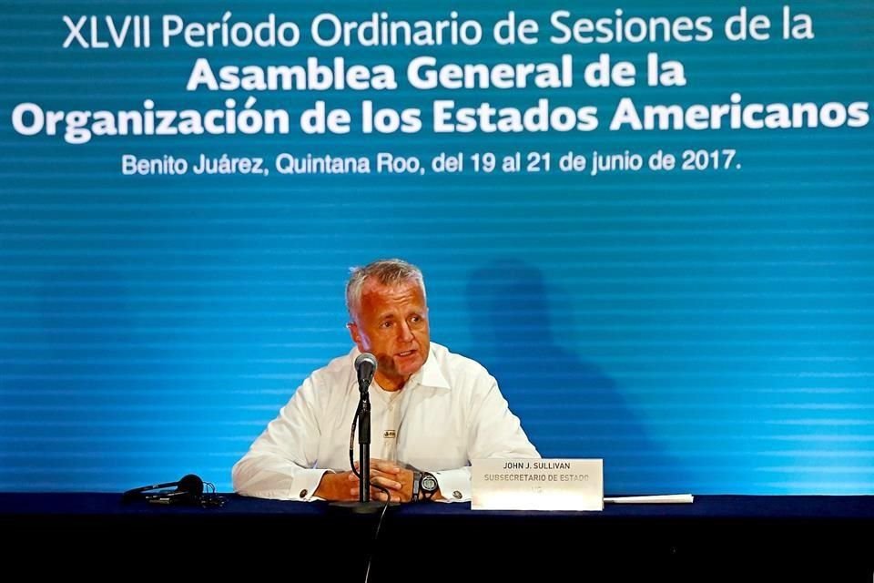 El Subsecretario para el Hemisferio Occidental de Estados Unidos, John Sullivan, rechaz que el principio de no intervencin sirva como justificante ante la inaccin de la OEA.