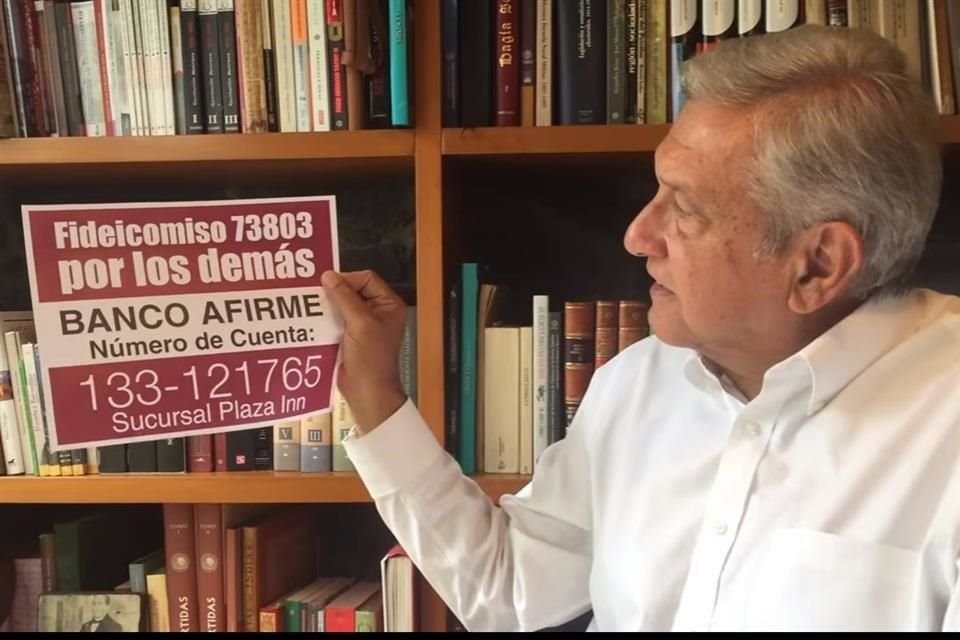 En un videomensaje, Andrés Manuel López Obrador mostró la cuenta y sucursal donde las personas podrán aportar el dinero.