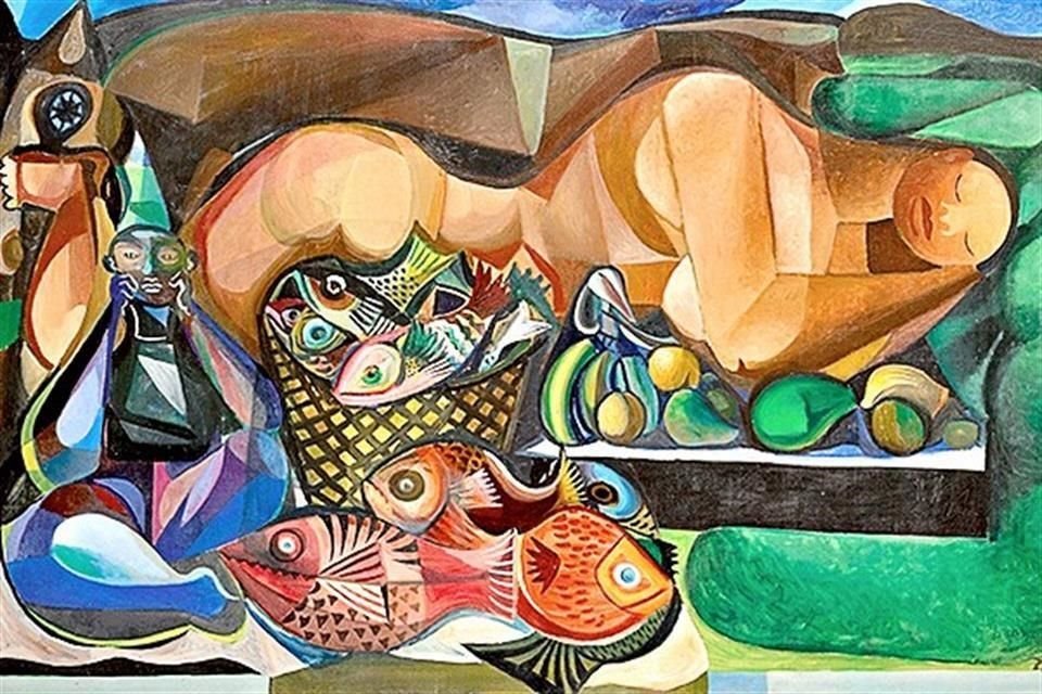 'Desnudo reclinado con pescado y frutas', del brasileño Emiliano Di Cavalcanti, se vendió en un millón 575 mil dólares, también en Sotheby's.