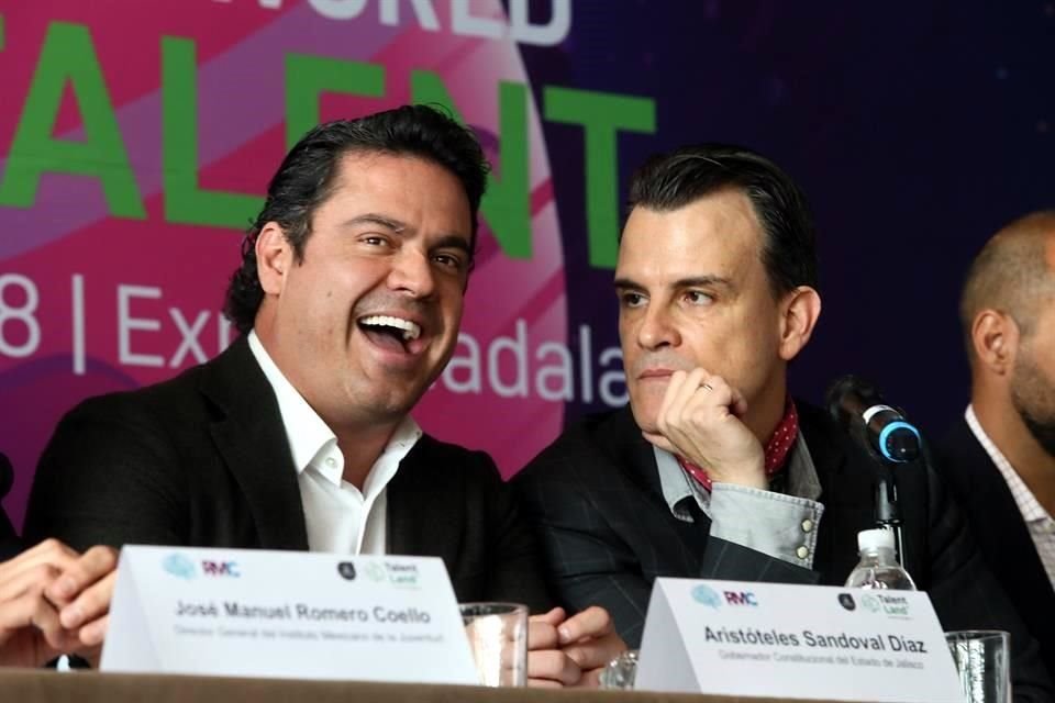 El Gobernador Aristteles Sandoval (izq.) y el cofundador de Talent Network, Pablo Antn, presentaron Talent Land ayer en la Ciudad de Mxico.