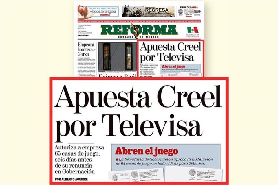 En 2005, Santiago Creel, entreg casinos a Televisa.