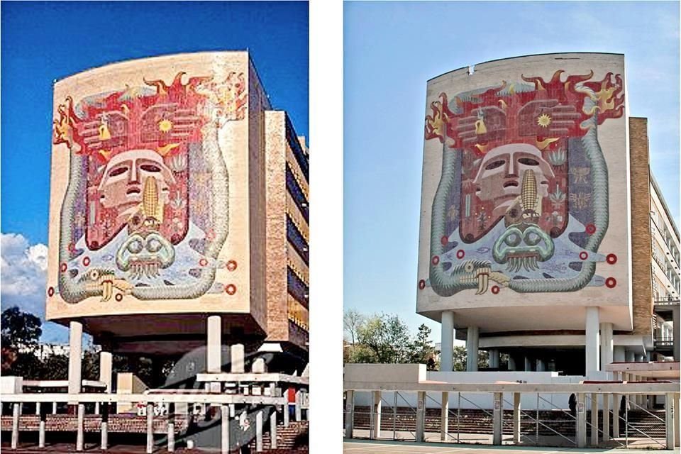 El mural de Eppens, de la Facultad de Medicina, se encuentra en restauración.