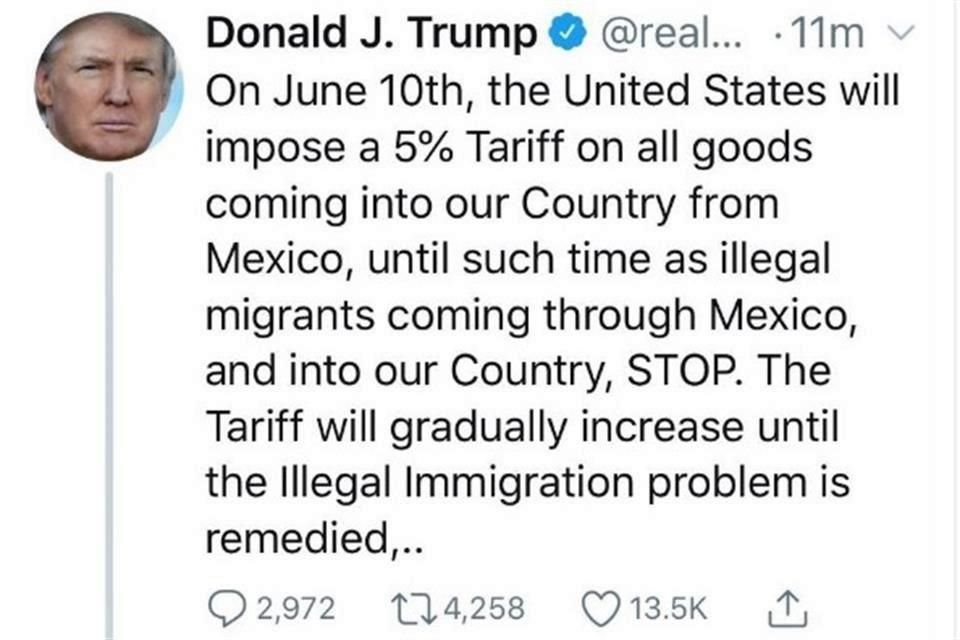 Trump anunció las medidas contra México a través de su cuenta de Twitter.
