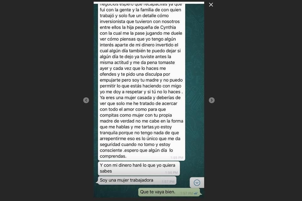 Frida Sofía publicó una supuesta conversación que tuvo con Alejandra Guzmán en 2015 donde le pidió que no hiciera negocios con su ex novio.