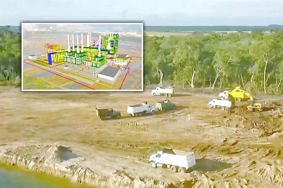 El Gobierno federal declaró ayer iniciados los trabajos de acondicionamiento de terrenos donde se construirá la refinería de Dos Bocas; arriba, la proyección de la obra terminada.