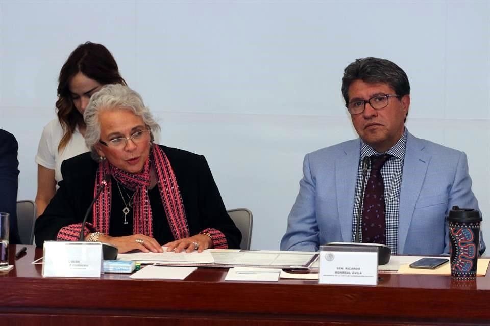 Olga Sánchez Cordero fue invitada a la plenaria de Morena en el Senado.