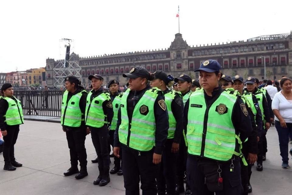 El operativo de seguridad en la Plaza de la Constitución.