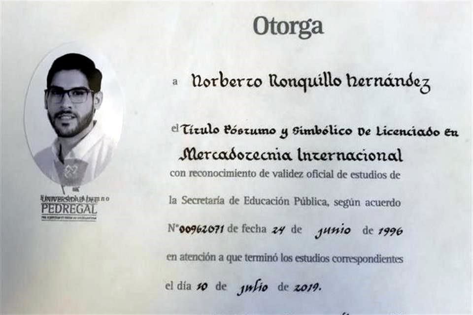 El estudiante chihuahuense fue plagiado al salir de clases de la Universidad del Pedregal, en Tlalpan, el pasado 4 de junio, y el día 8 de ese mes fue hallado estrangulado en Xochimilco.