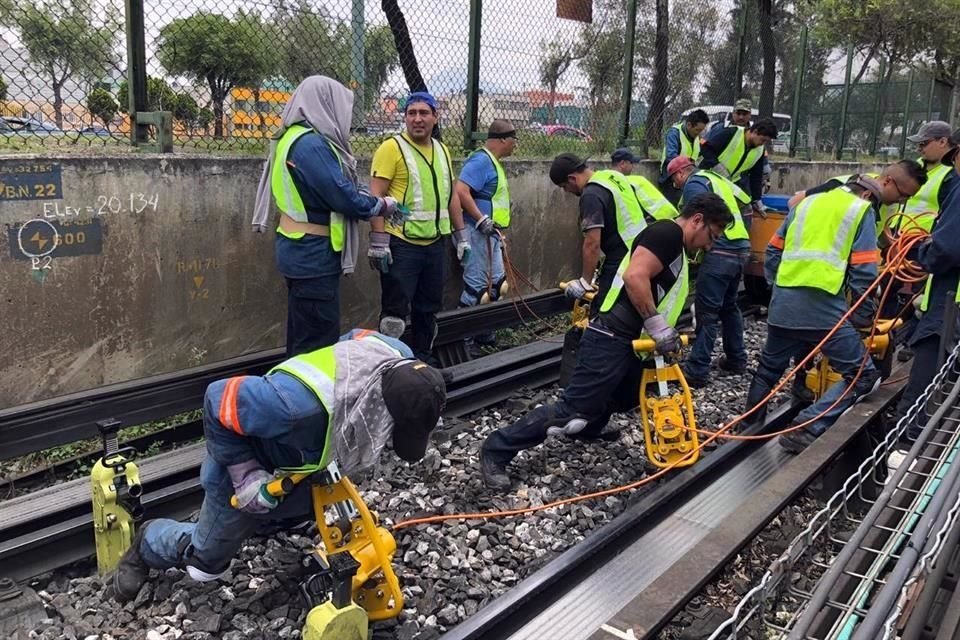 Tras los cierres aplicados por 2 fines de semana, las vías de la Línea 3 del Metro fueron reparadas en el tramo Deportivo 18 de Marzo-Potrero.