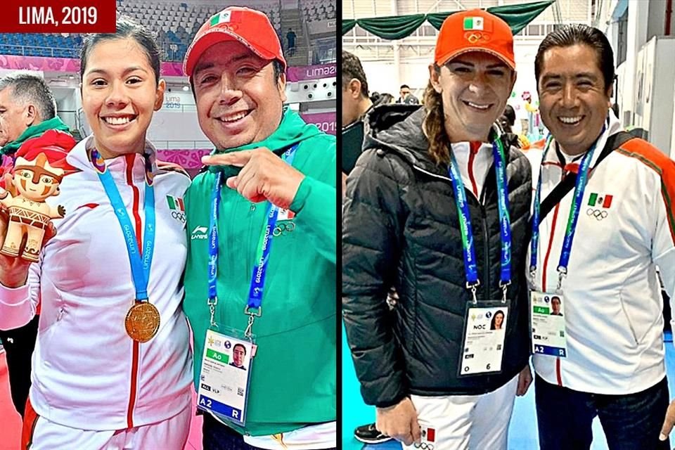 Héctor García, director del CNAR, en Lima con Briseida Acosta, medallista de oro en tae kwon do, y con Ana Guevara.