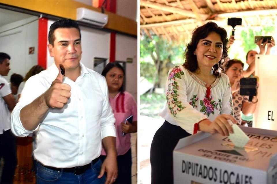 Los aspirantes a la dirigencia del PRI, Alejandro Moreno e Ivonne Ortega, votaron en la elección interna tricolor.