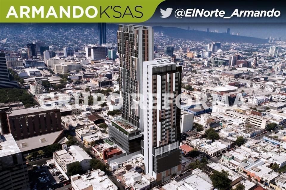 Esta semana se puso la primera piedra de un nuevo desarrollo de dos torres con más de 300 departamentos, en el Centro de Monterrey.