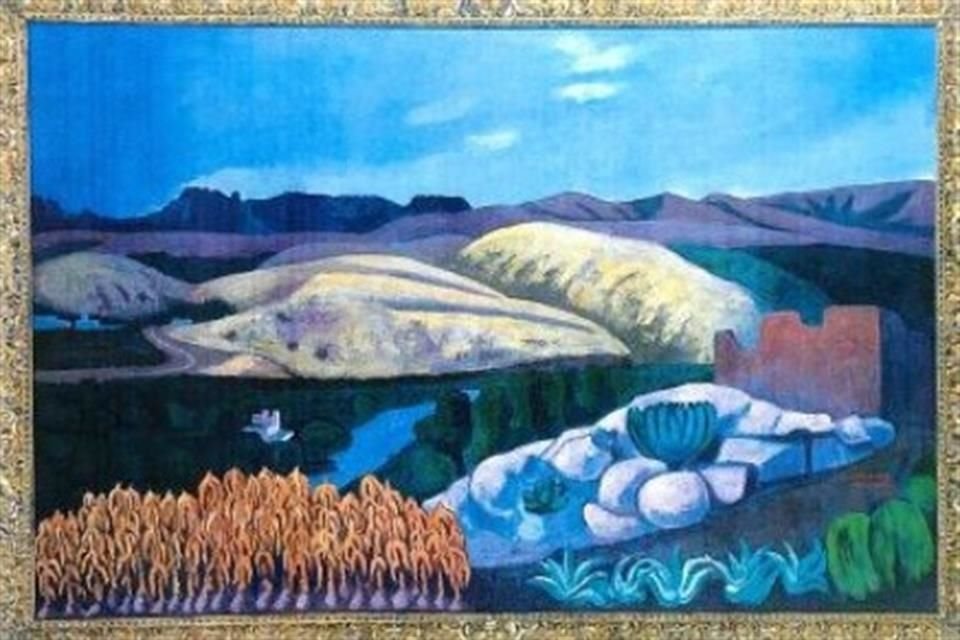 José Chavez Morado, Otoño en Guanajuato, 1993, Óleo sobre tela, 219 *324 cm.