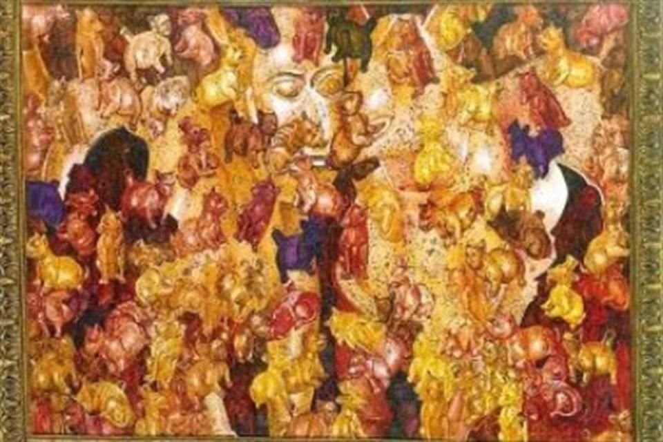 Ismael Vargas, Maternidad de perritos colimenses, 1993, Óleo sobre tela, 115 * 200 cm.