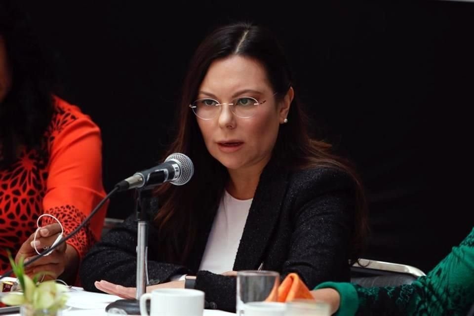 La panista Laura Rojas, Presidente de la Cámara de Diputados, en conferencia.