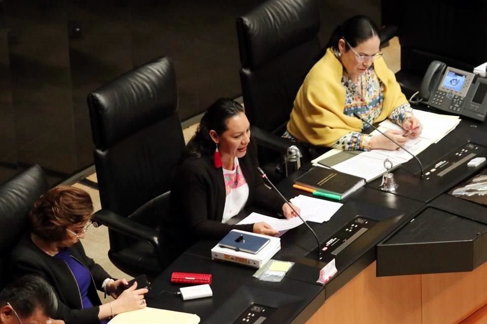 Maria Luisa Albores compareció ante el Pleno del Senado.