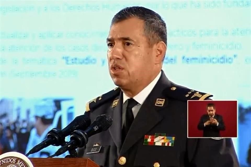 El General Rodríguez Bucio en la conferencia mañanera.