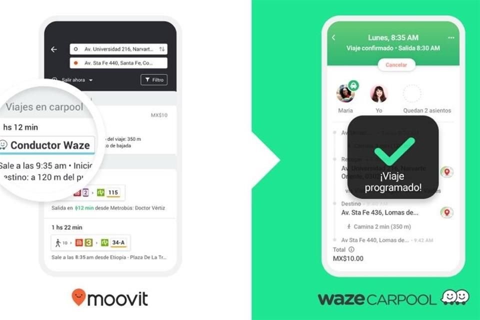 Usuarios de Android en EE.UU., Brasil, México e Israel podrán planificar sus viajes en Moovit y trasladarse con Waze Carpool, esto gracias a la alianza que formaron ambas startups de movilidad.