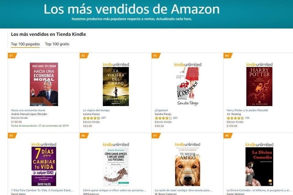 En la tienda Kindle de Amazon ocupa el lugar número uno, por encima de títulos como La Divina Comedia de Dante Alighieri y la saga de Harry Potter.
