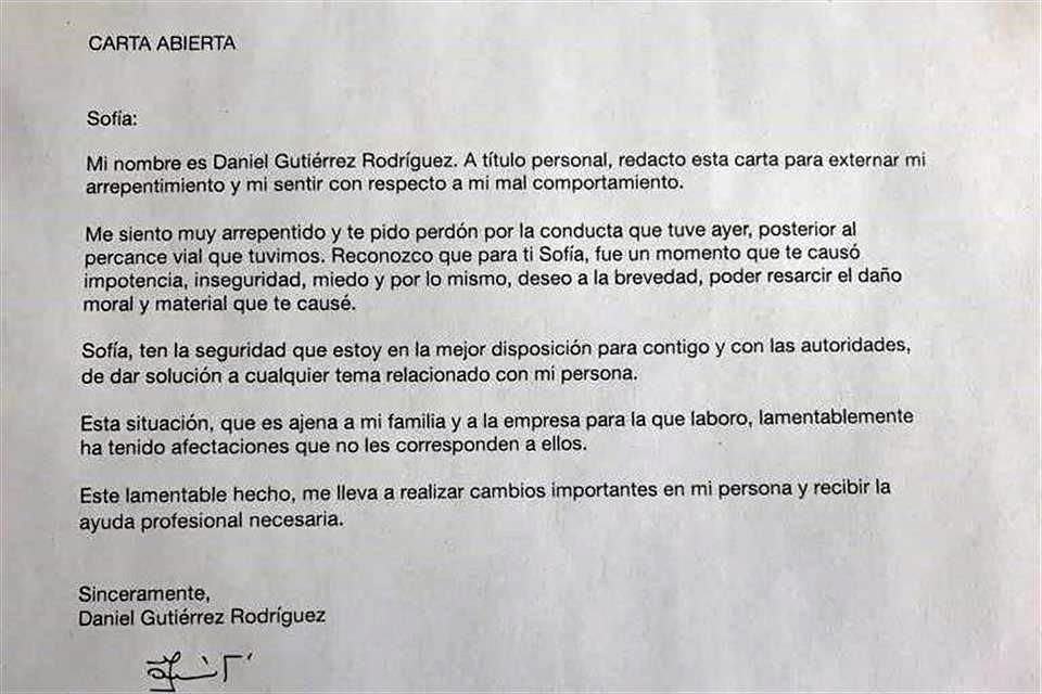 Esta es el documento que aparece firmado por Daniel Gutiérrez Rodríguez.