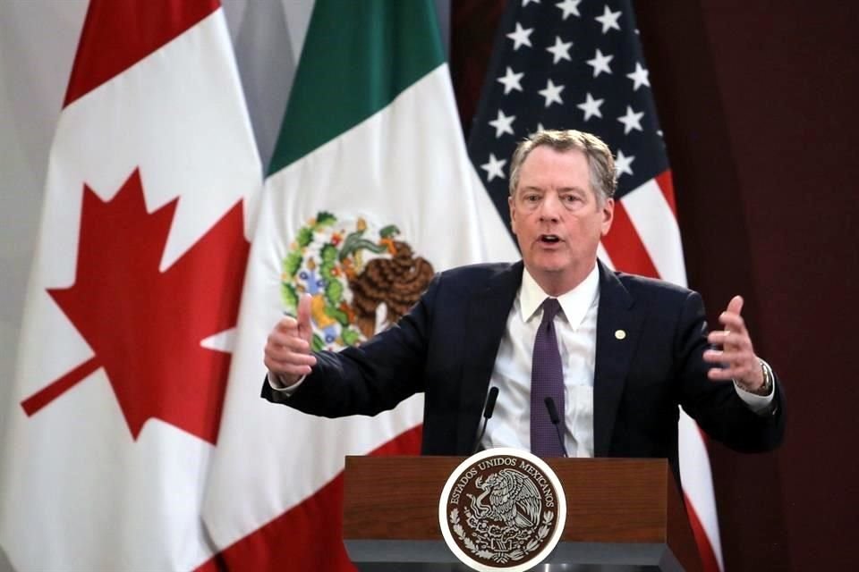 Robert Lighthizer, representante comercial de EU, durante la firma del tratado el 10 de diciembre en México.
