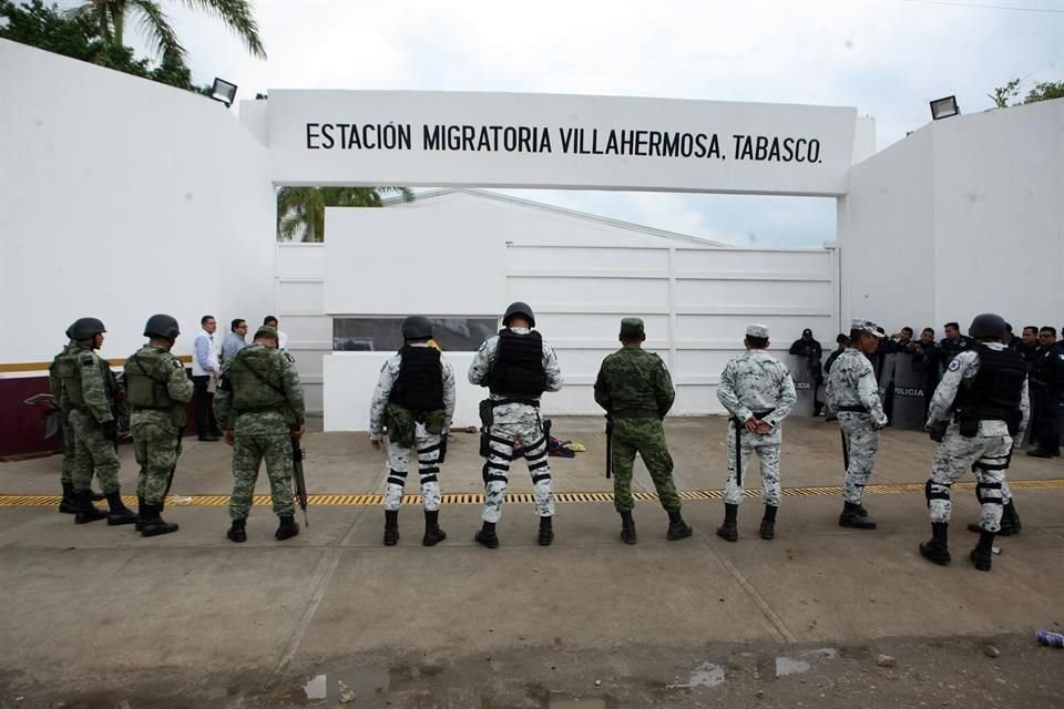 Aspecto de la estación migratoria de Villahermosa, Tabasco.