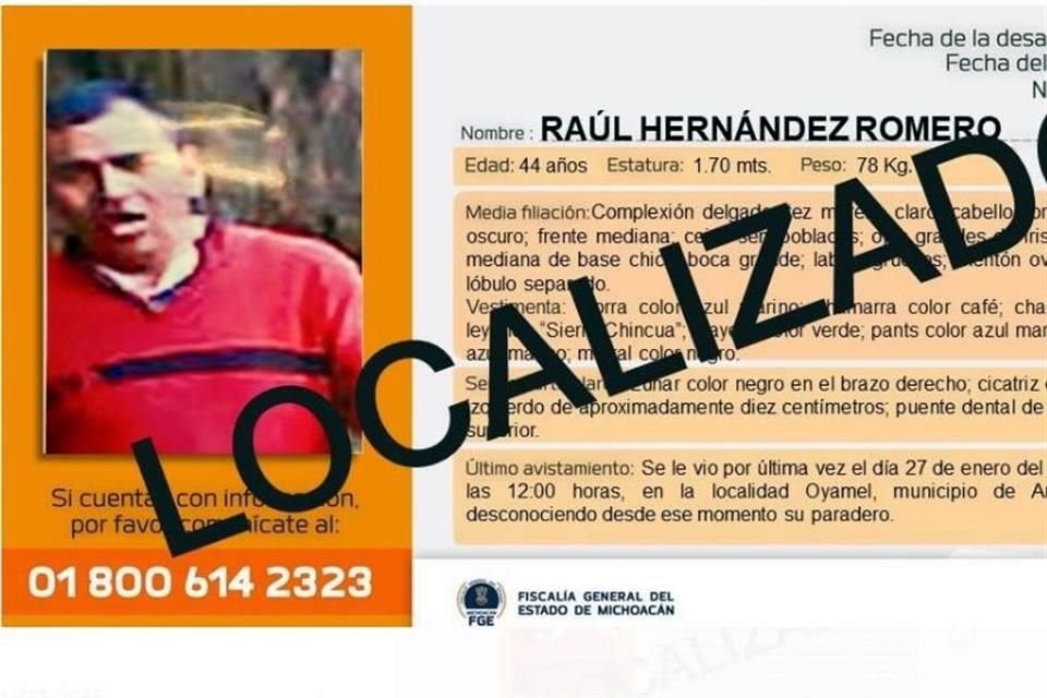 Raúl Hernández fue hallado muerto tras haber sido reportado como desaparecido por sus familiares.
