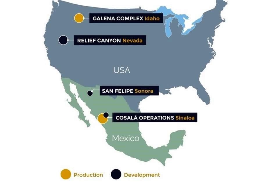 Ubicación de los lugares donde la minera Americas Gold and Silver tiene operaciones.